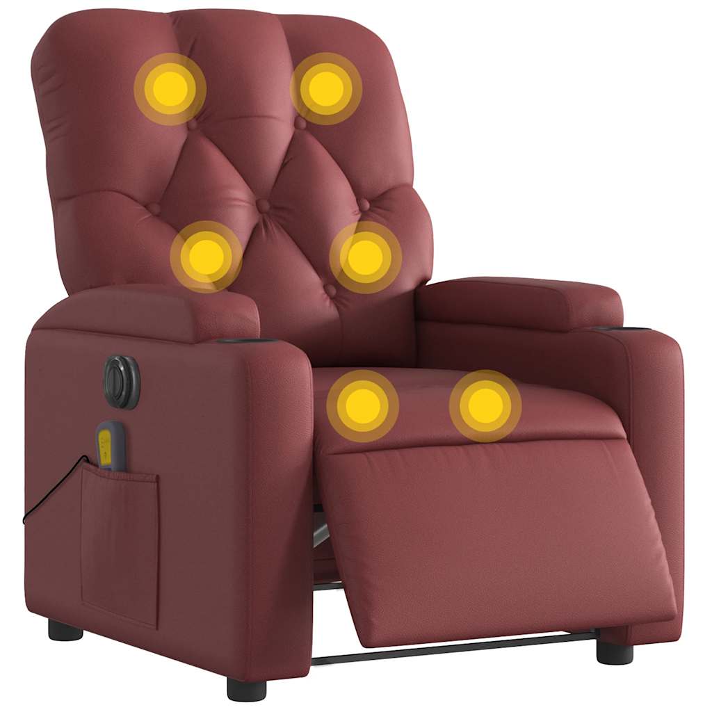Fauteuil de massage inclinable électrique rouge bordeaux - XIOS