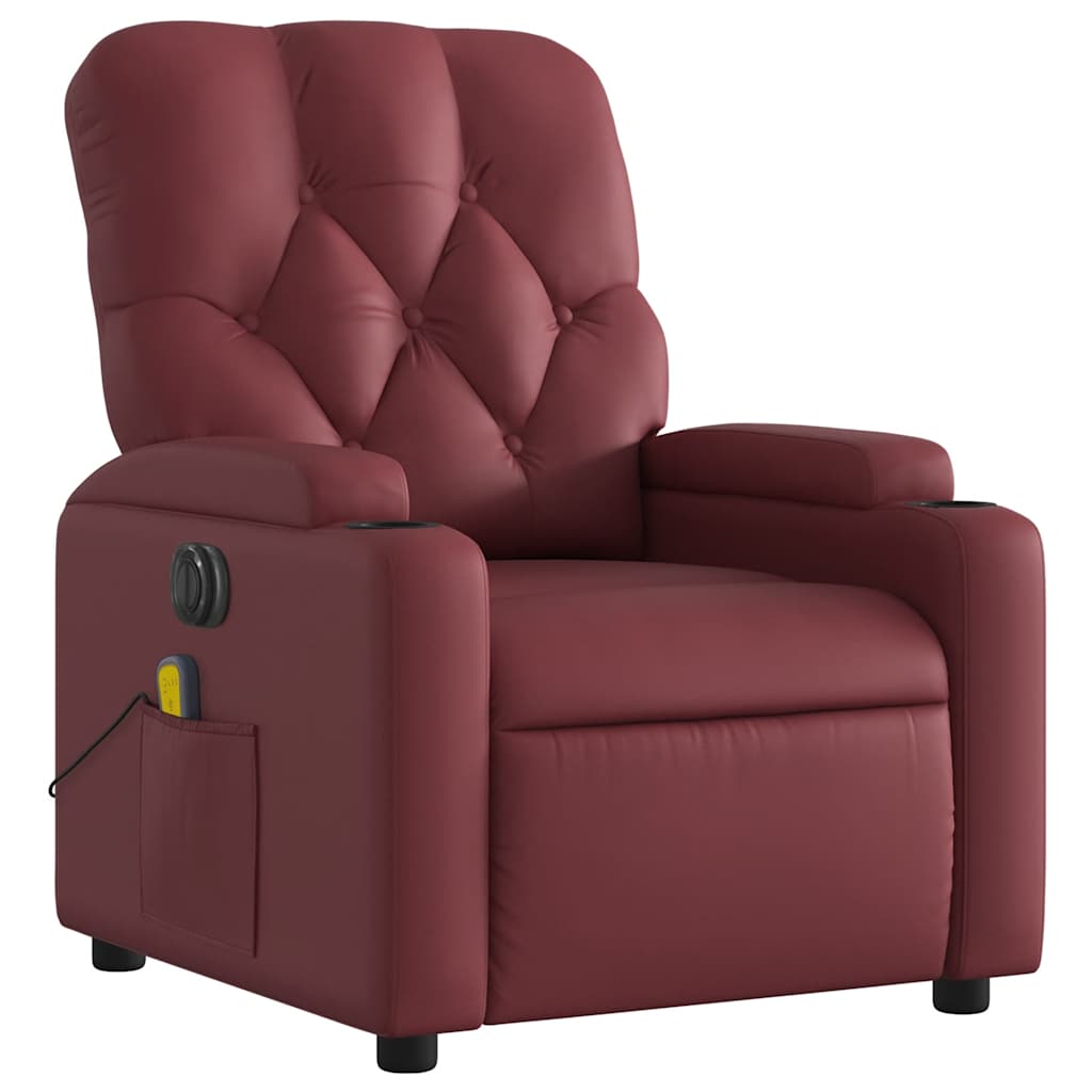 Fauteuil de massage inclinable électrique rouge bordeaux - XIOS