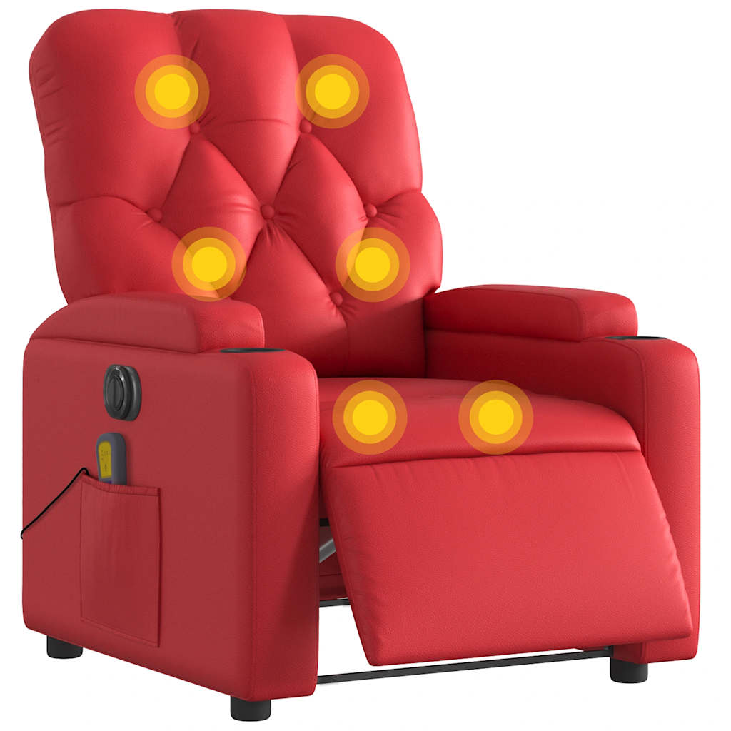 Fauteuil de massage inclinable électrique rouge similicuir - XIOS