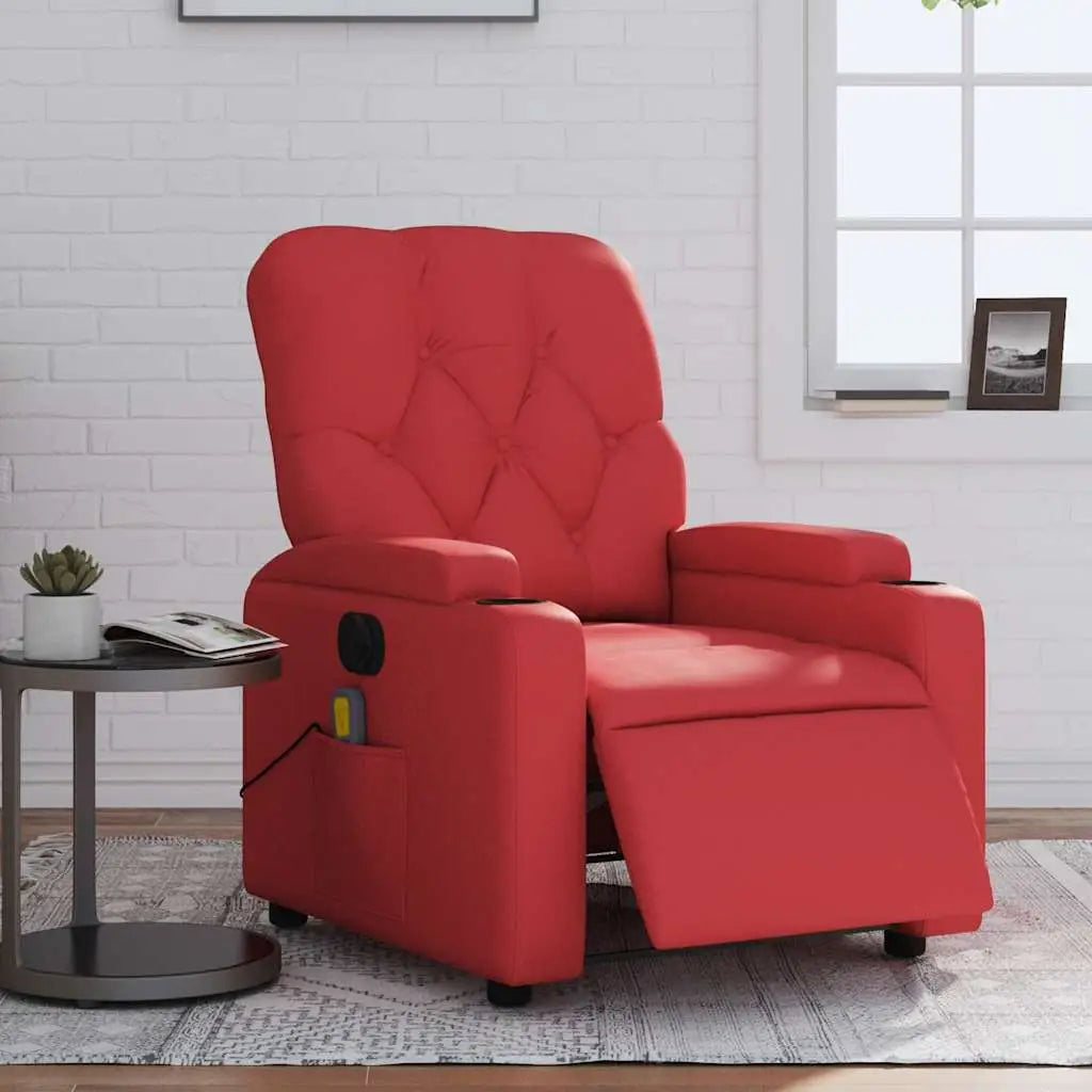 Fauteuil de massage inclinable électrique rouge similicuir - XIOS