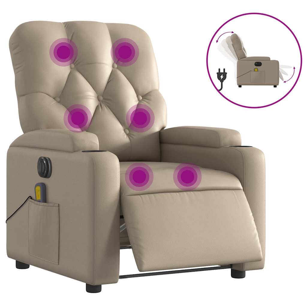 Fauteuil de massage inclinable électrique cappuccino similicuir - XIOS