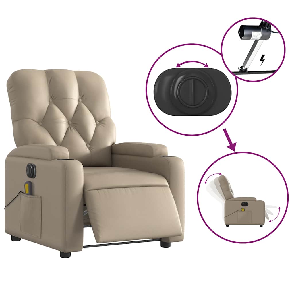 Fauteuil de massage inclinable électrique cappuccino similicuir - XIOS