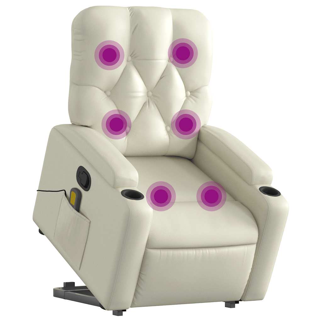 Fauteuil inclinable de massage Crème Similicuir