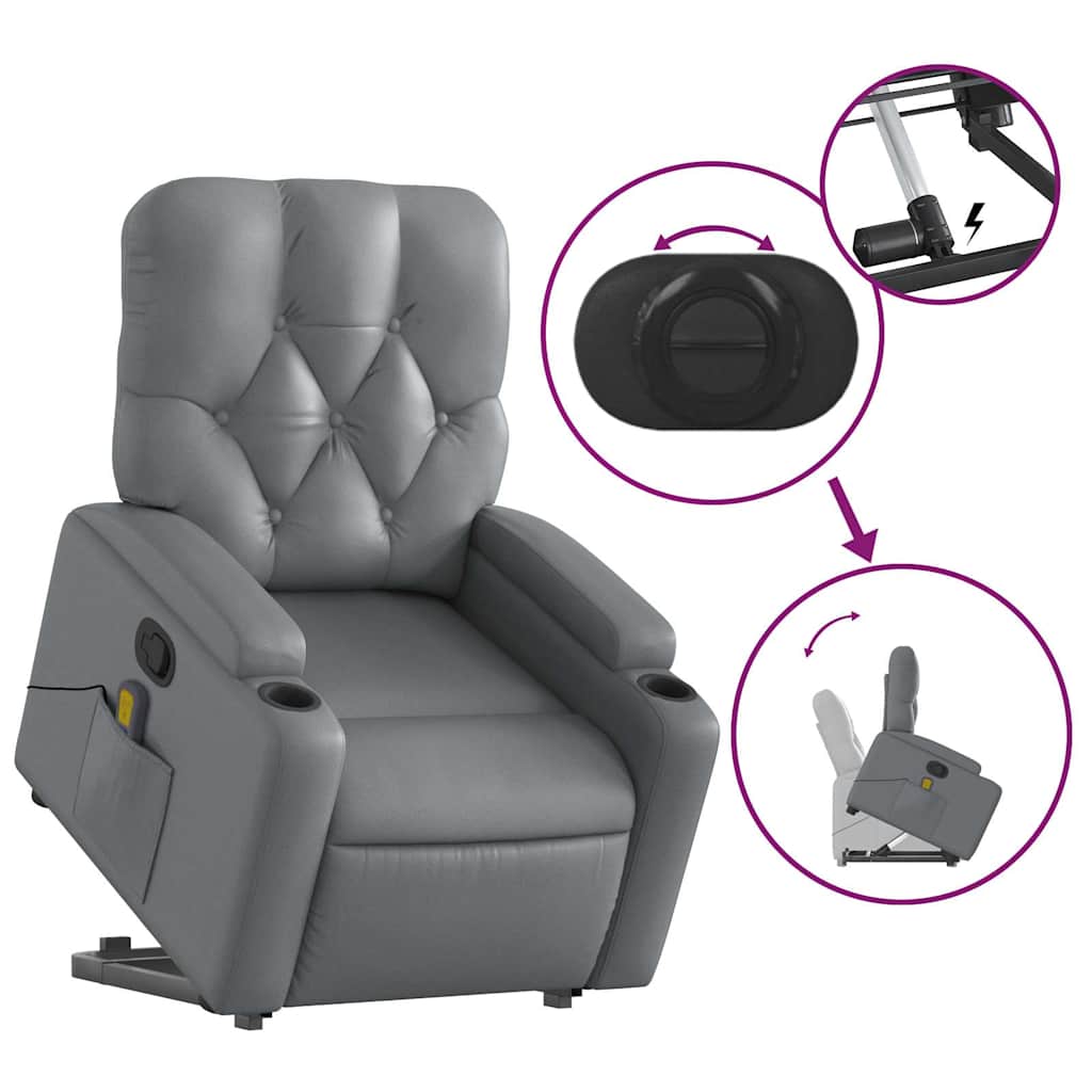 Fauteuil inclinable de massage Gris Similicuir - XIOS