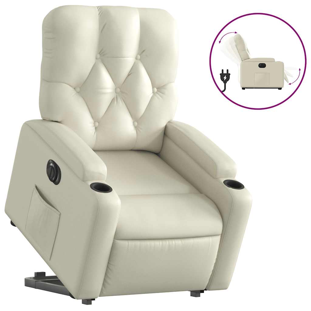 Fauteuil inclinable électrique crème similicuir - XIOS