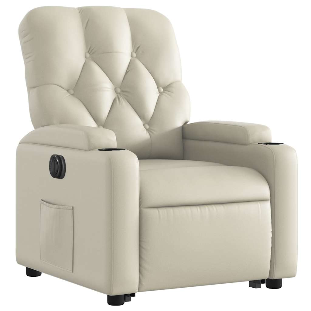Fauteuil inclinable électrique crème similicuir - XIOS