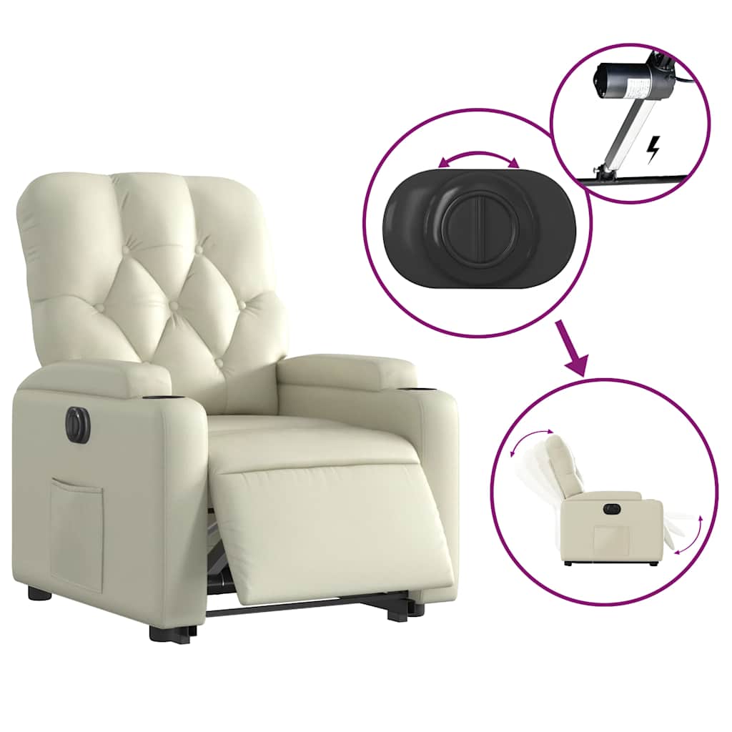 Fauteuil inclinable électrique crème similicuir - XIOS
