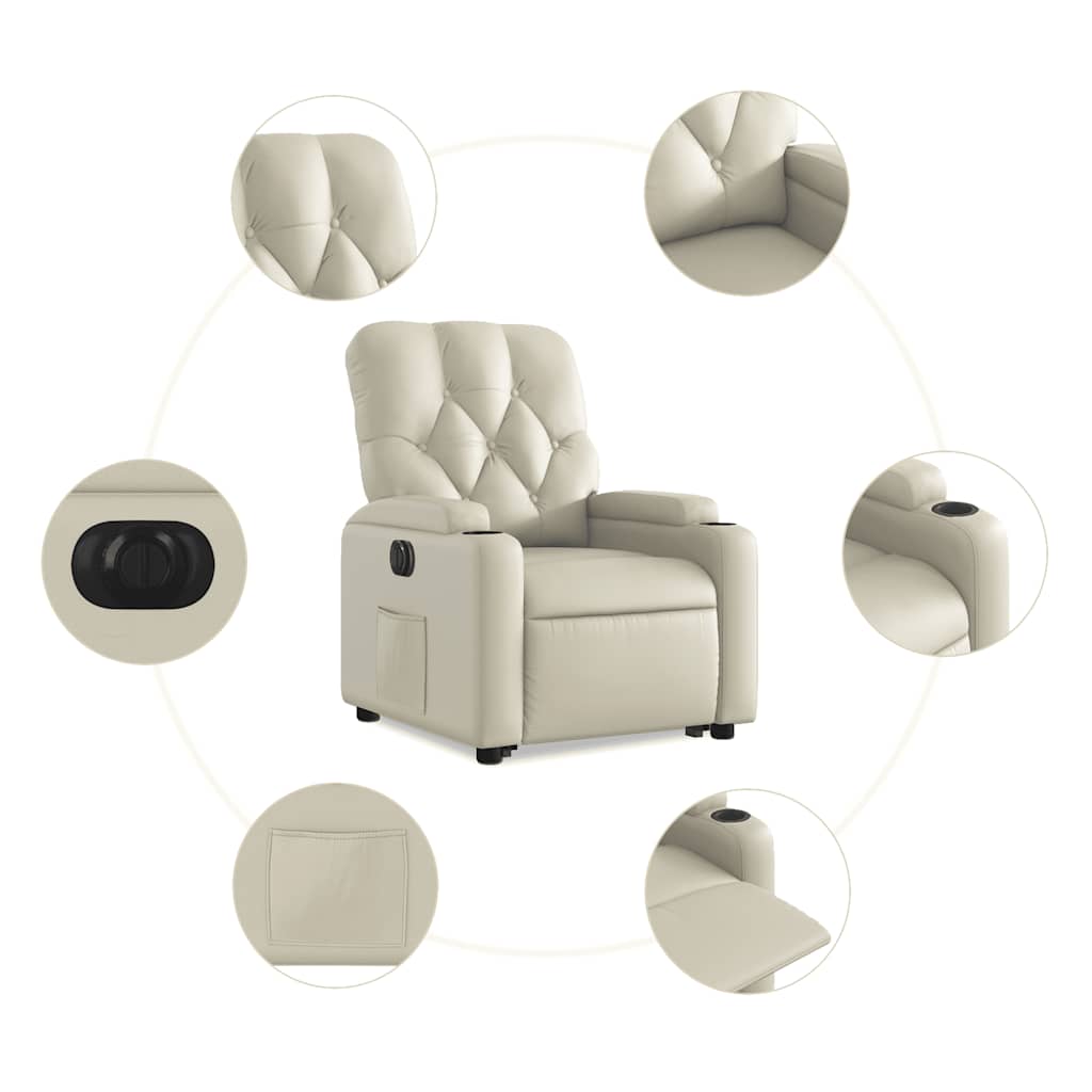 Fauteuil inclinable électrique crème similicuir - XIOS