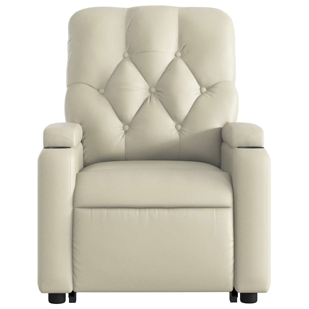 Fauteuil inclinable électrique crème similicuir