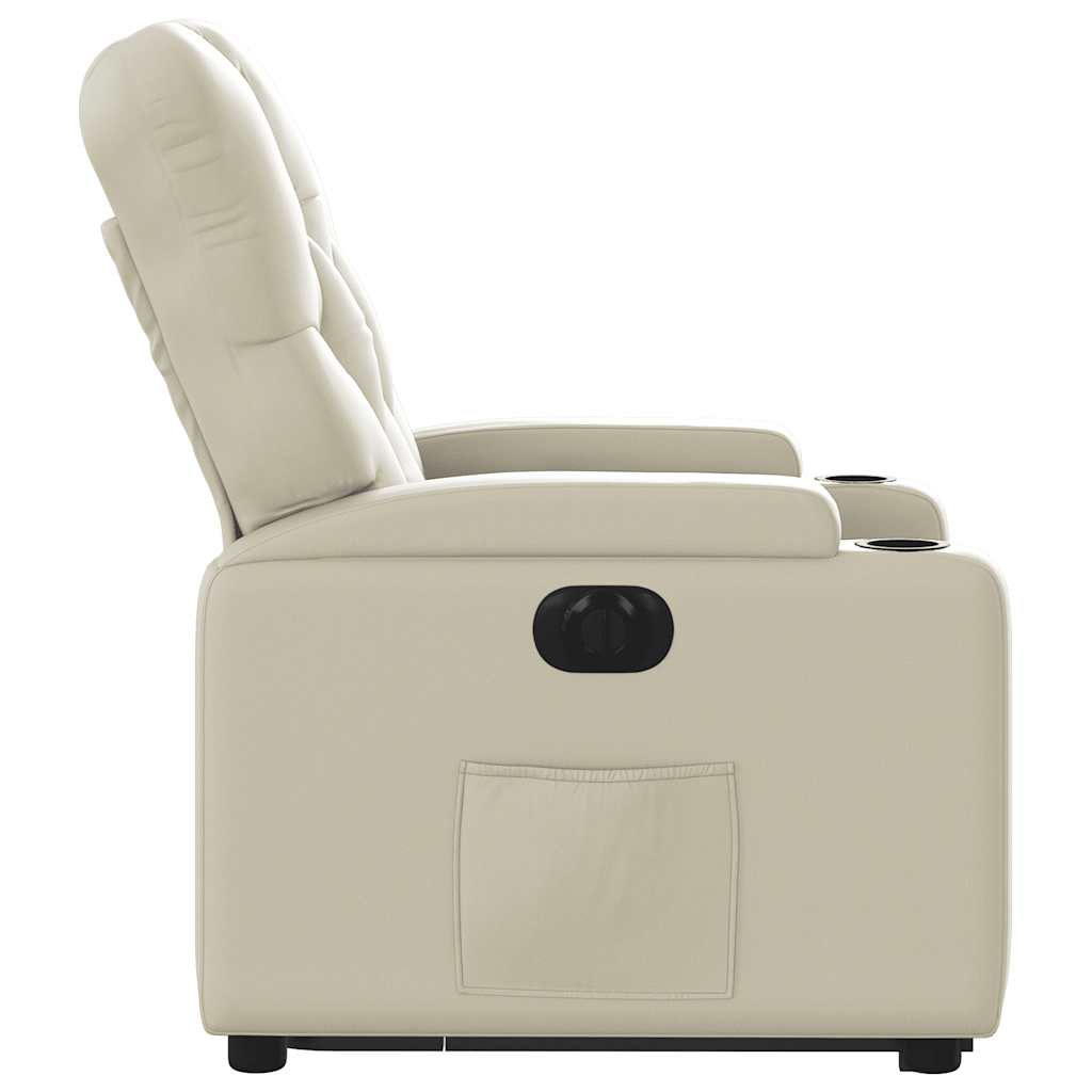 Fauteuil inclinable électrique crème similicuir
