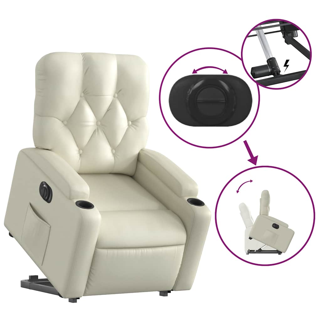 Fauteuil inclinable électrique crème similicuir - XIOS