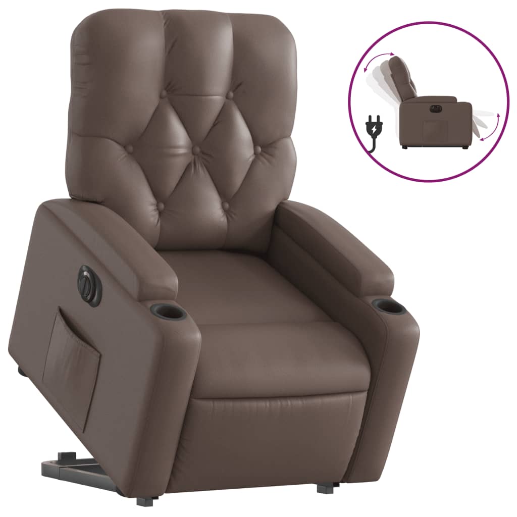 Fauteuil inclinable électrique marron similicuir - XIOS