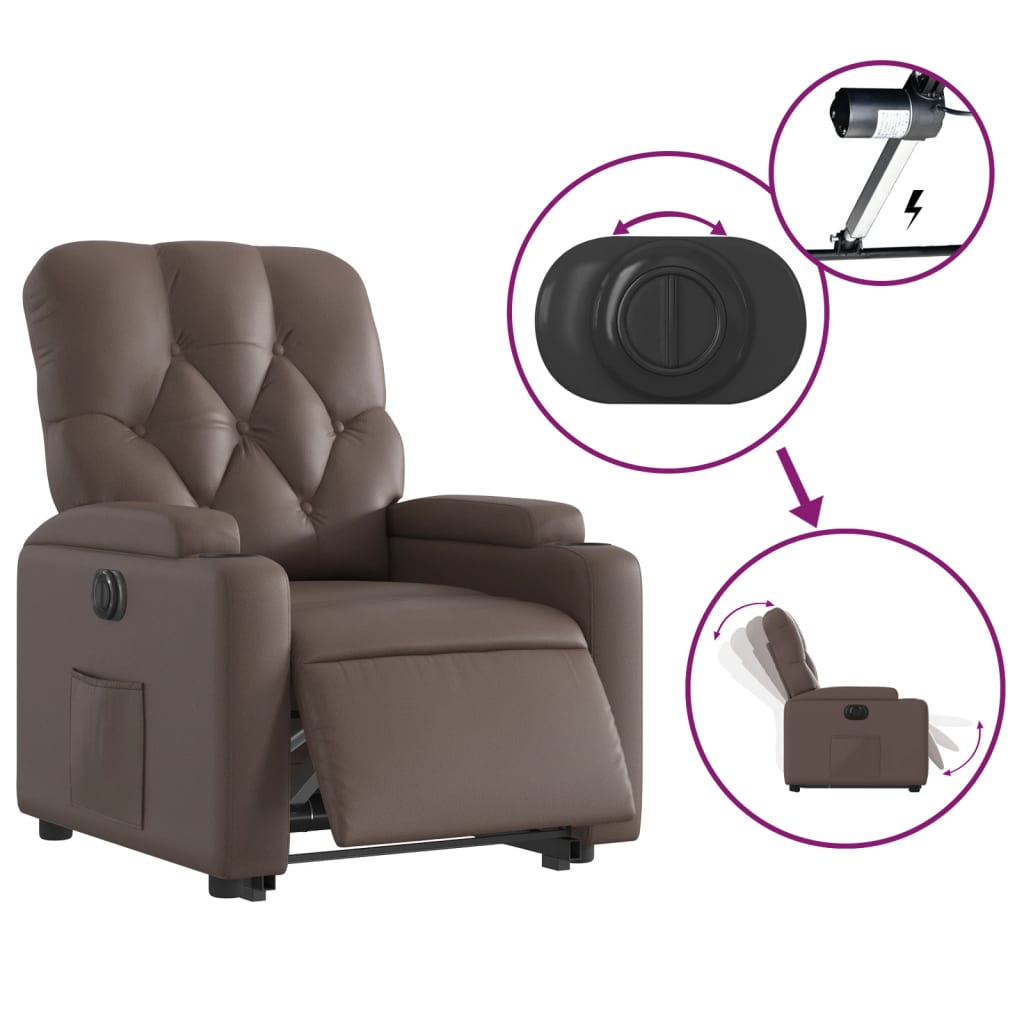 Fauteuil inclinable électrique marron similicuir - XIOS