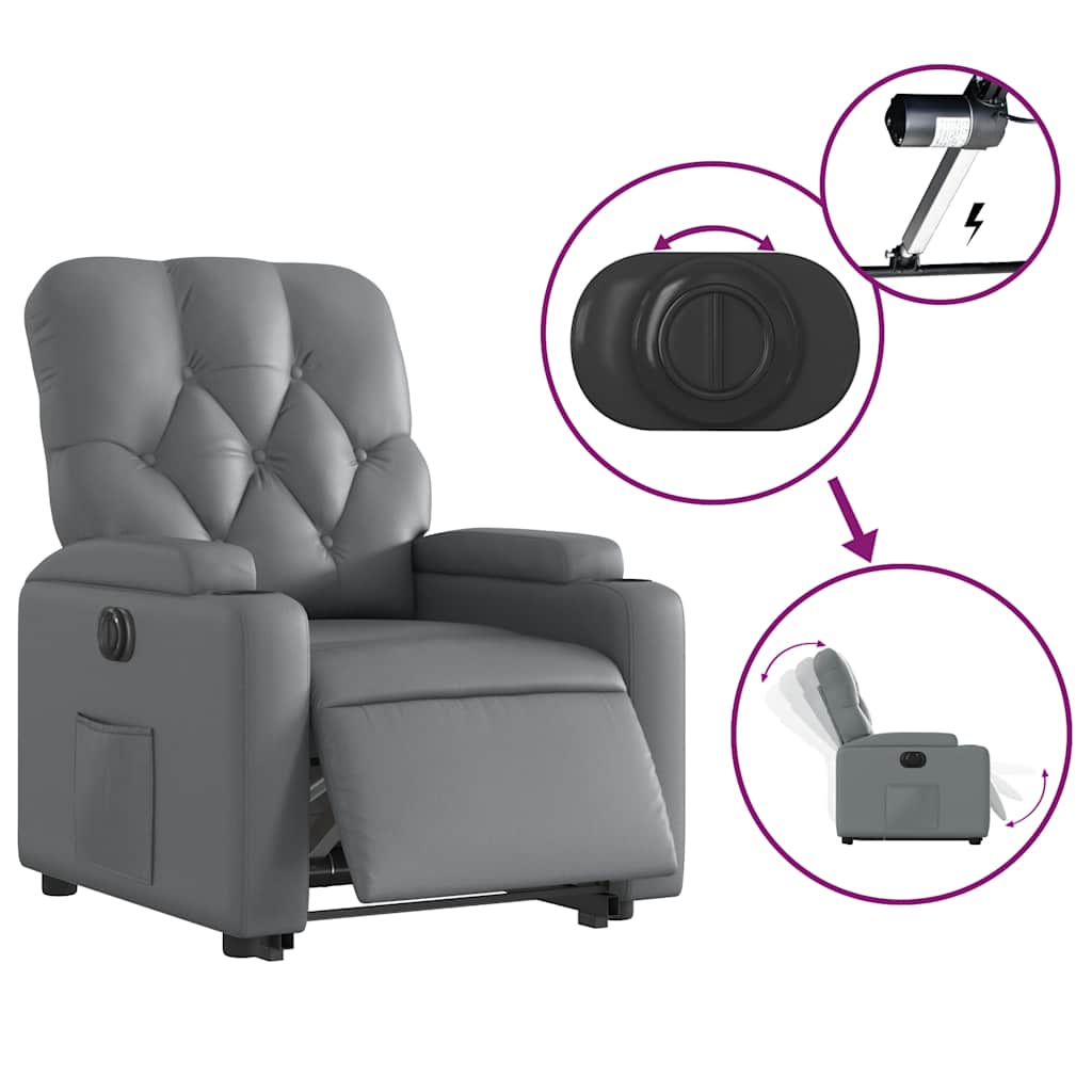 Fauteuil inclinable électrique gris similicuir - XIOS