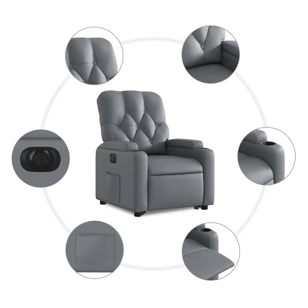 Fauteuil inclinable électrique gris similicuir - XIOS
