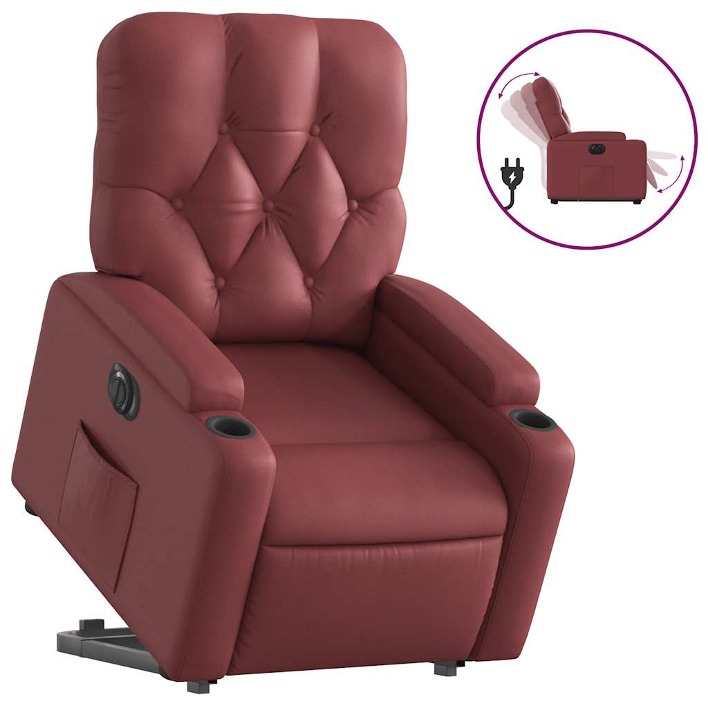 Fauteuil inclinable électrique rouge bordeaux similicuir - XIOS