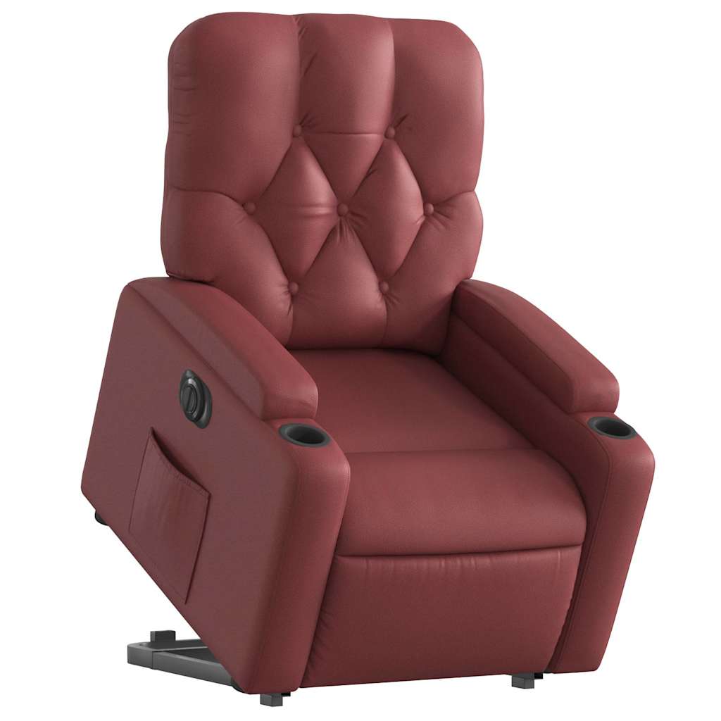 Fauteuil inclinable électrique rouge bordeaux similicuir - XIOS