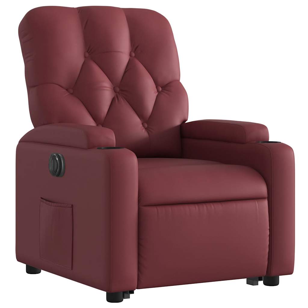Fauteuil inclinable électrique rouge bordeaux similicuir - XIOS