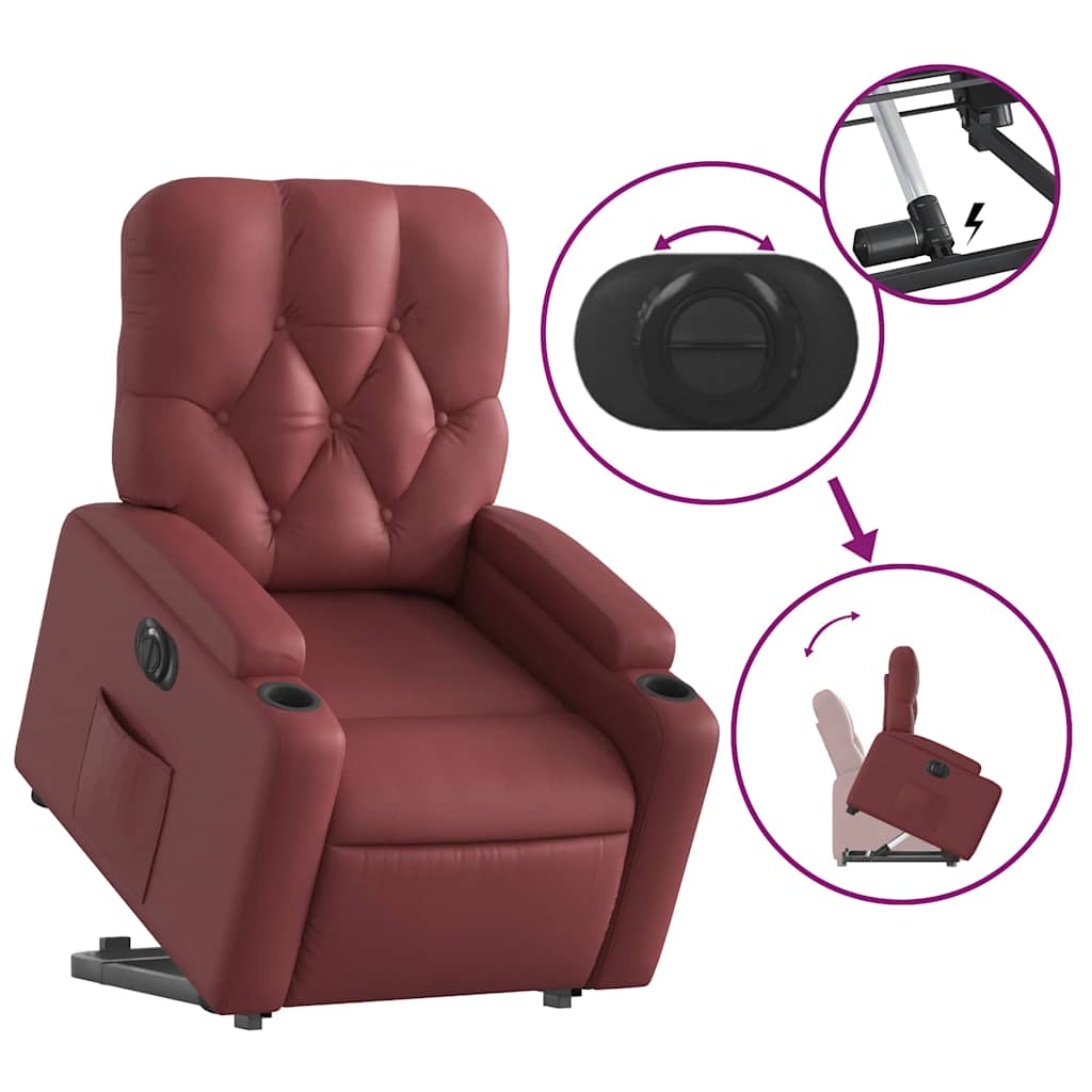 Fauteuil inclinable électrique rouge bordeaux similicuir - XIOS