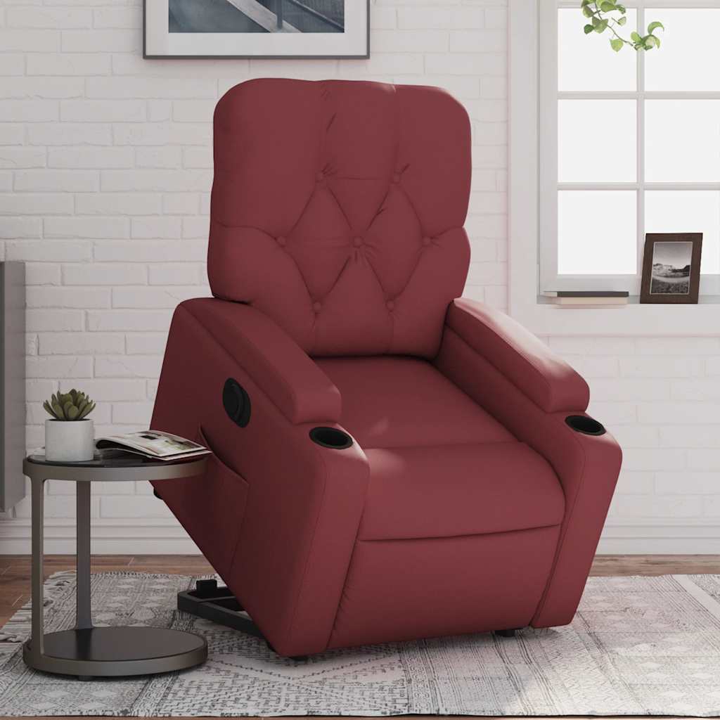 Fauteuil inclinable électrique rouge bordeaux similicuir