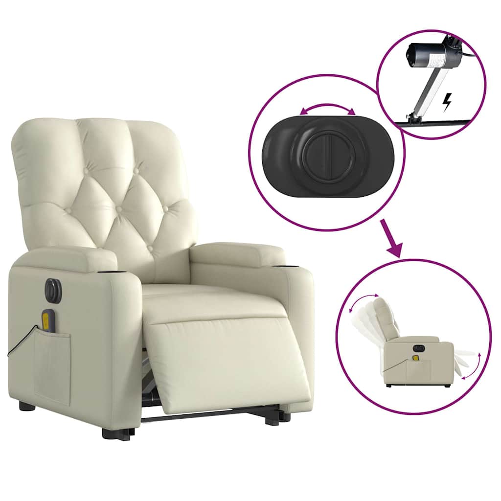 Fauteuil inclinable de massage électrique crème similicuir - XIOS