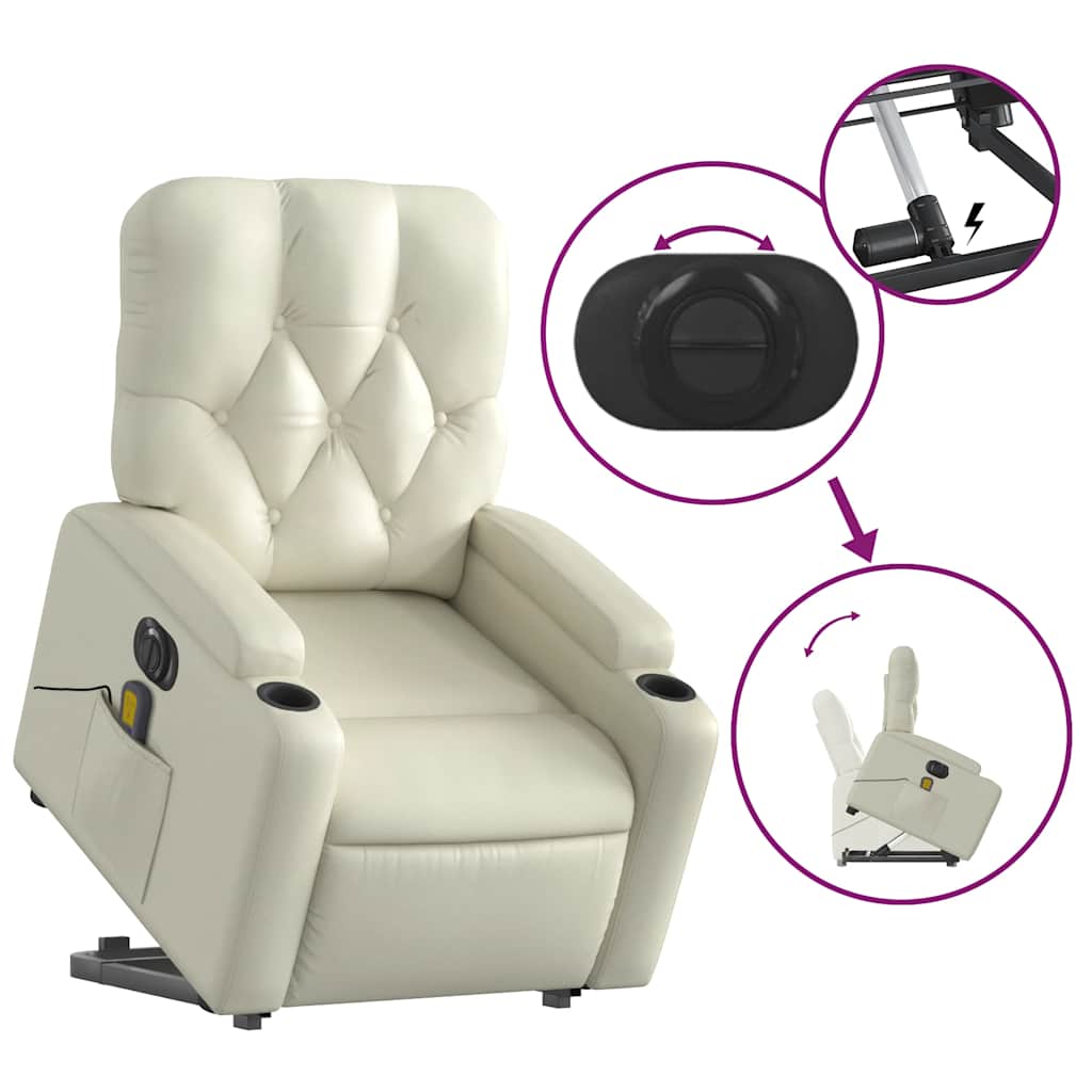 Fauteuil inclinable de massage électrique crème similicuir - XIOS