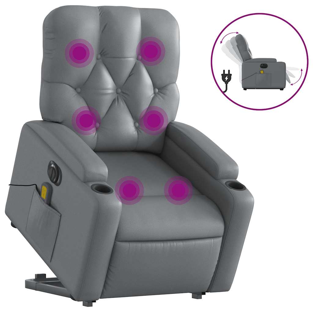 Fauteuil inclinable de massage électrique gris similicuir - XIOS