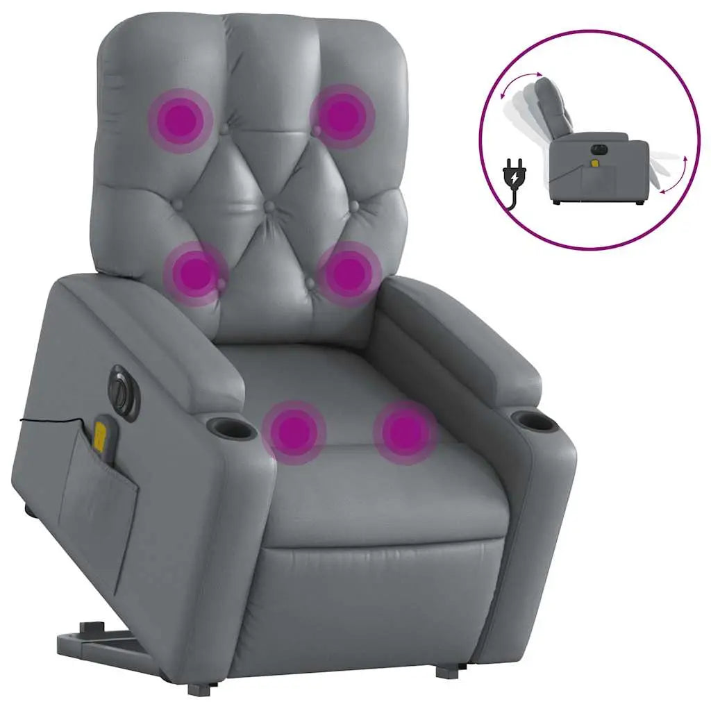 Fauteuil inclinable de massage électrique gris similicuir - XIOS