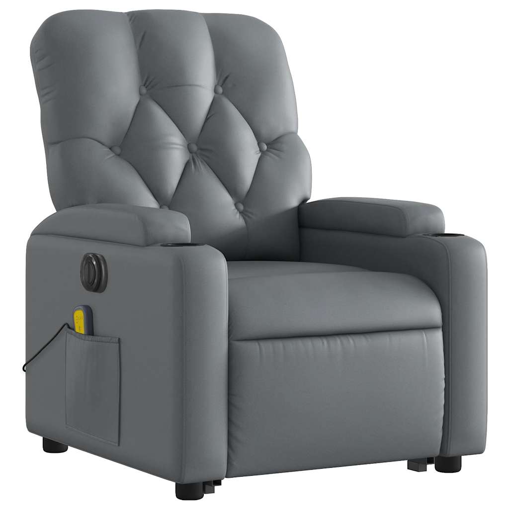 Fauteuil inclinable de massage électrique gris similicuir - XIOS