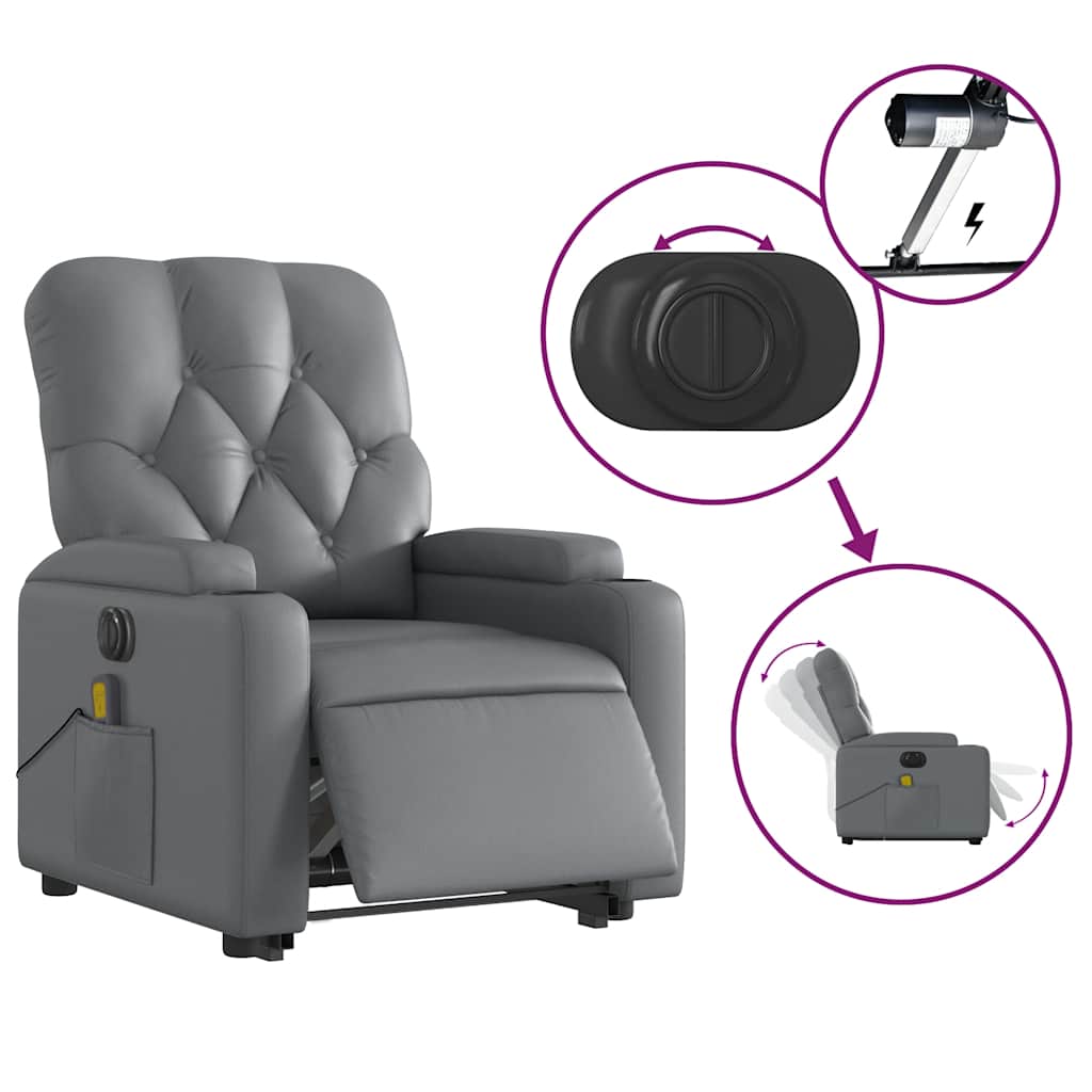 Fauteuil inclinable de massage électrique gris similicuir - XIOS