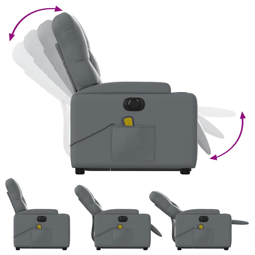 Fauteuil inclinable de massage électrique gris similicuir