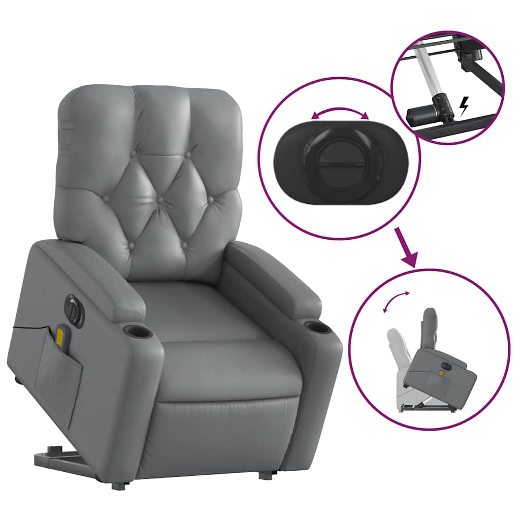 Fauteuil inclinable de massage électrique gris similicuir - XIOS