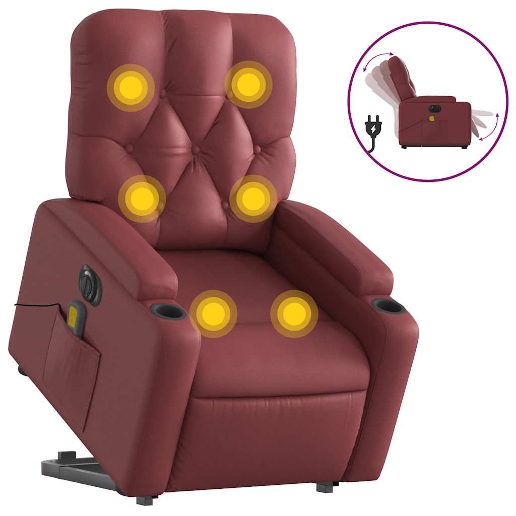 Fauteuil inclinable de massage électrique rouge bordeaux - XIOS
