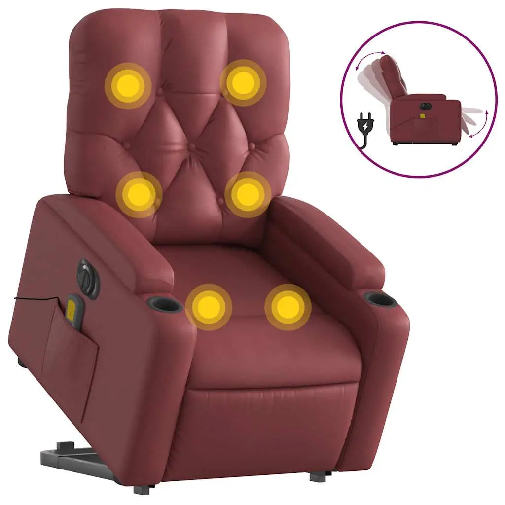 Fauteuil inclinable de massage électrique rouge bordeaux - XIOS