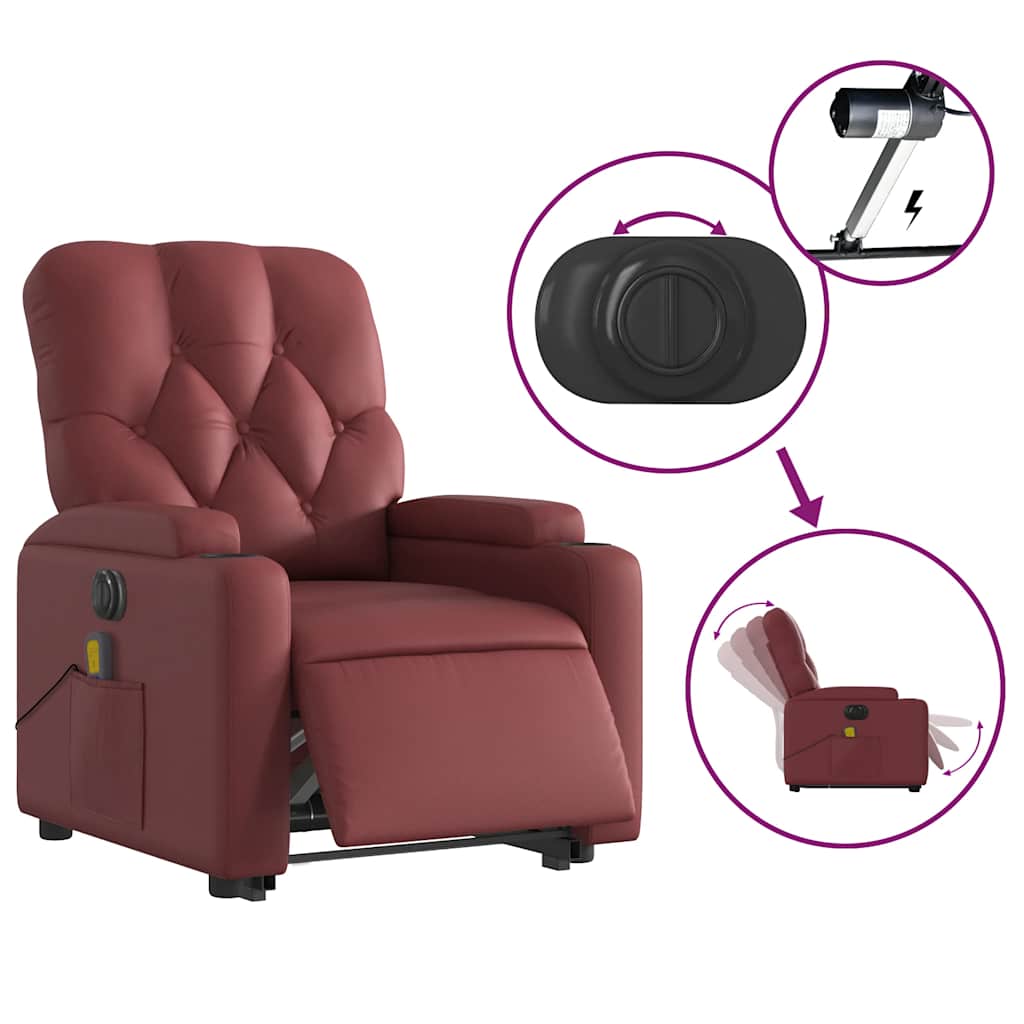 Fauteuil inclinable de massage électrique rouge bordeaux - XIOS