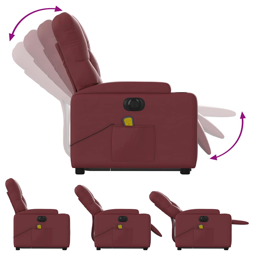 Fauteuil inclinable de massage électrique rouge bordeaux - XIOS