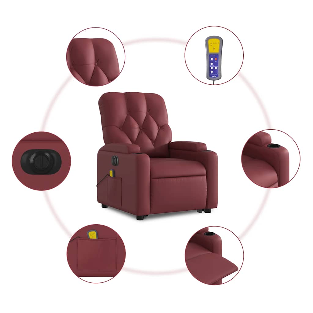 Fauteuil inclinable de massage électrique rouge bordeaux - XIOS