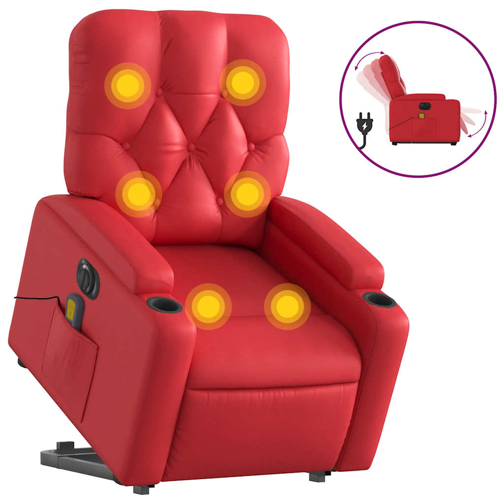 Fauteuil inclinable de massage électrique rouge similicuir - XIOS