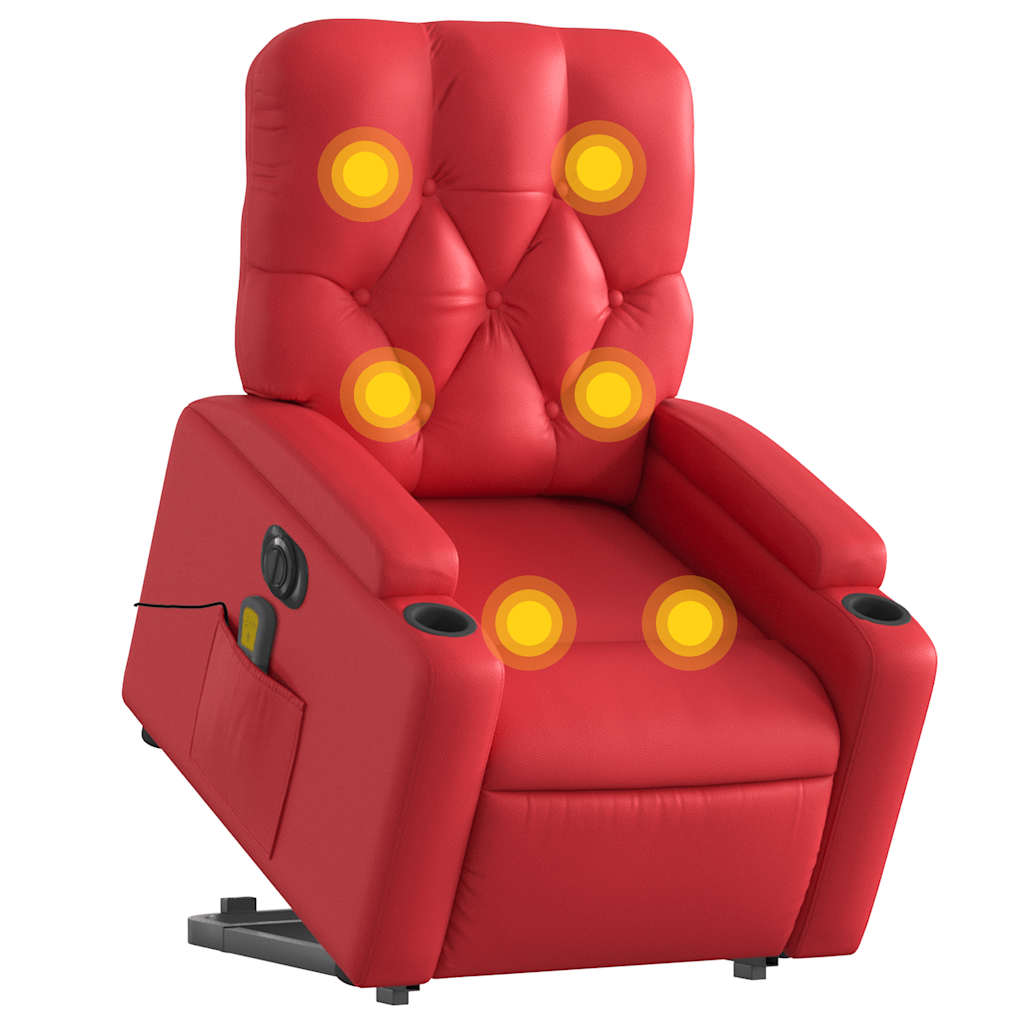 Fauteuil inclinable de massage électrique rouge similicuir