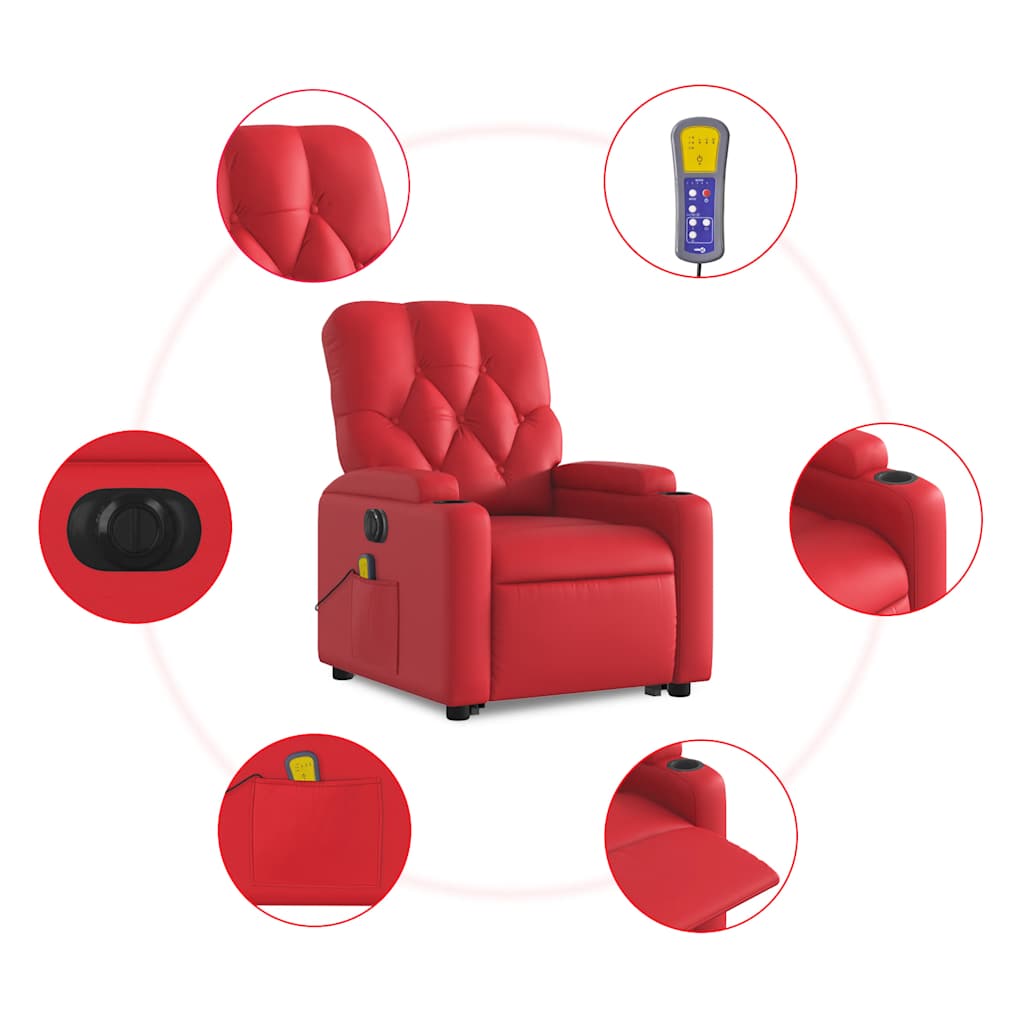 Fauteuil inclinable de massage électrique rouge similicuir - XIOS