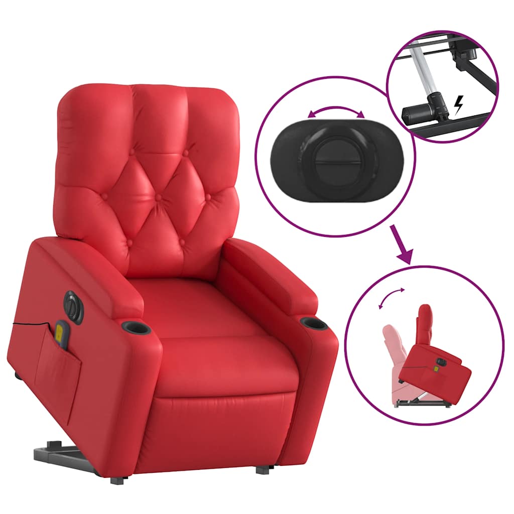 Fauteuil inclinable de massage électrique rouge similicuir - XIOS