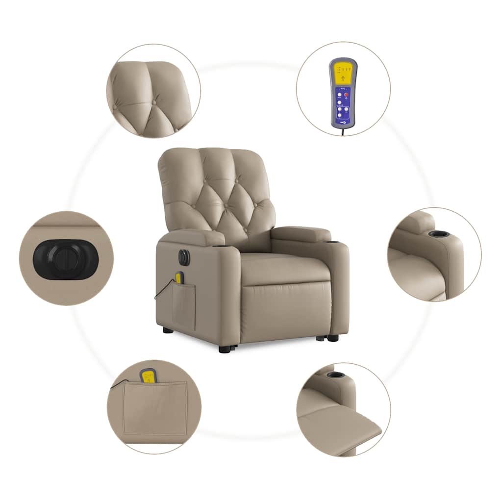 Fauteuil inclinable de massage électrique cappuccino similicuir - XIOS