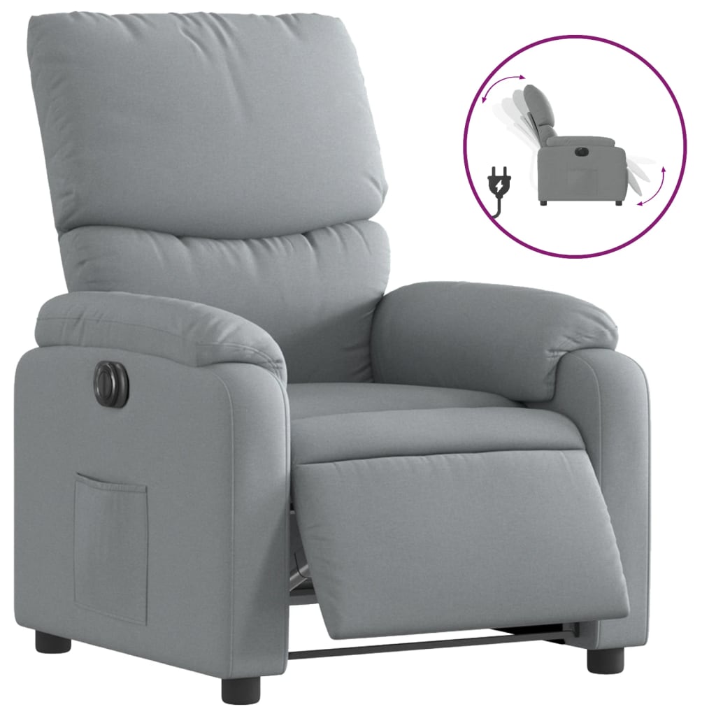 Fauteuil inclinable électrique Gris clair Tissu - XIOS