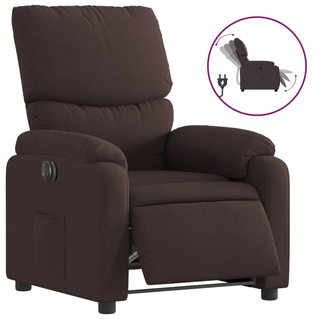 Fauteuil inclinable électrique Marron foncé Tissu - XIOS
