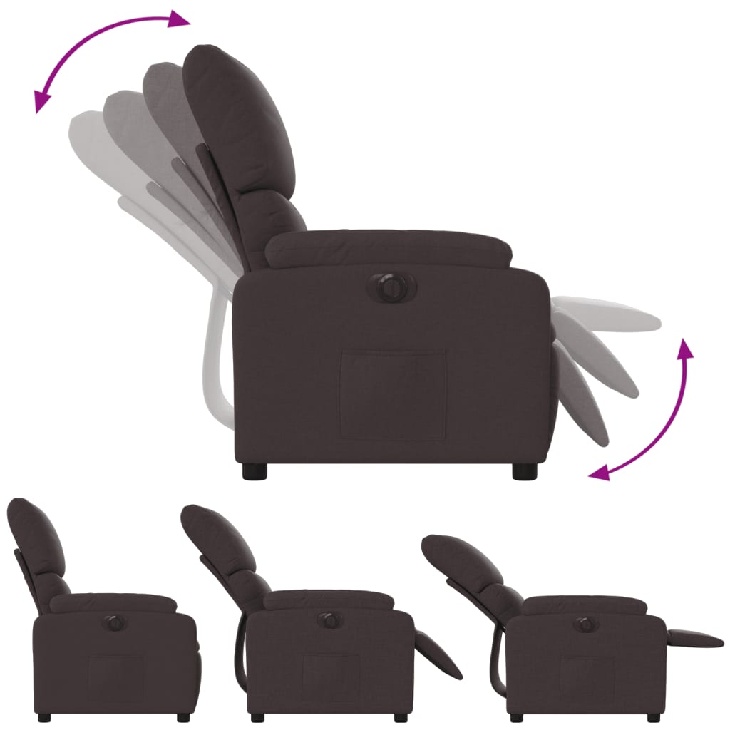 Fauteuil inclinable électrique Marron foncé Tissu - XIOS