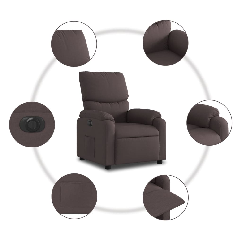 Fauteuil inclinable électrique Marron foncé Tissu - XIOS