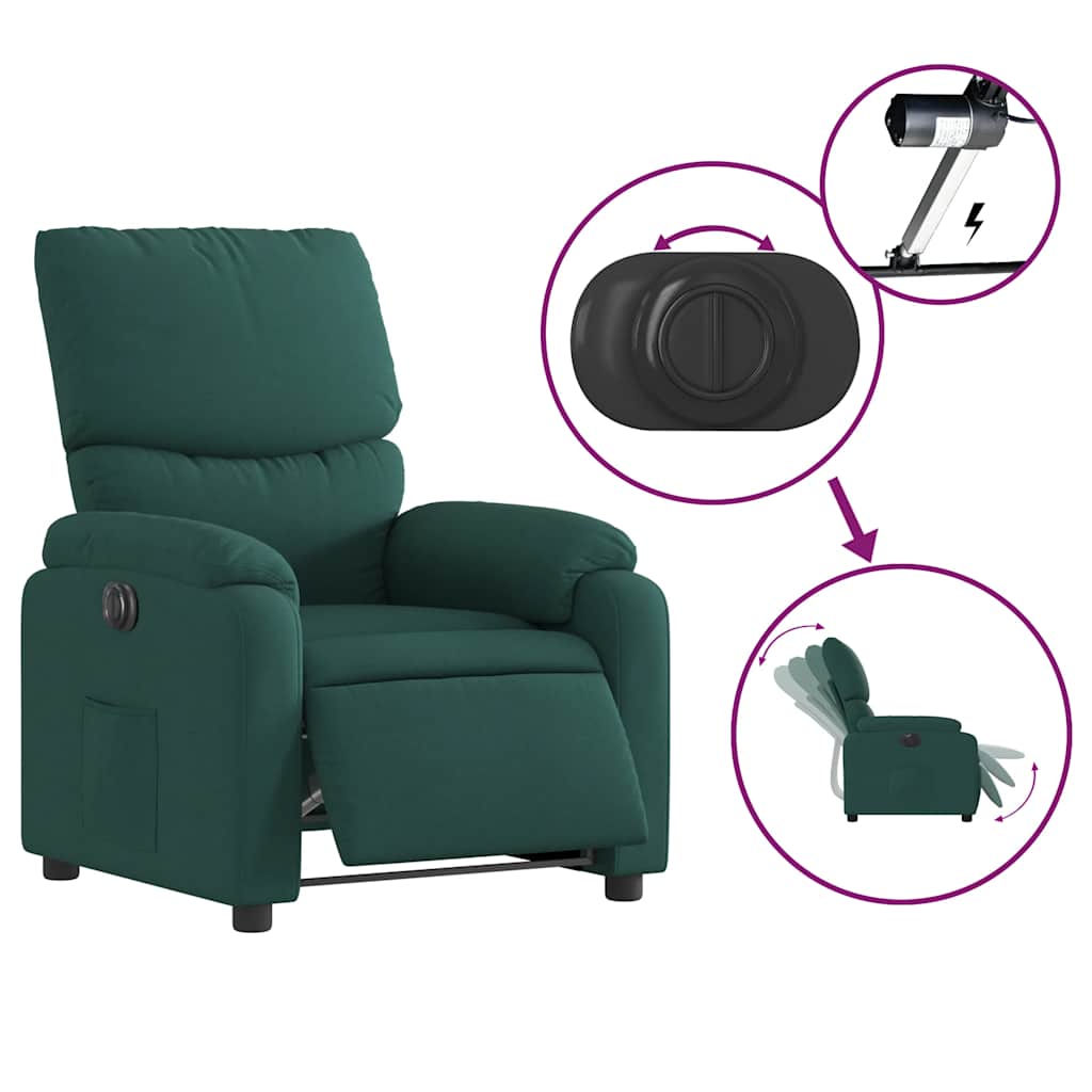 Fauteuil inclinable électrique Vert foncé Tissu - XIOS