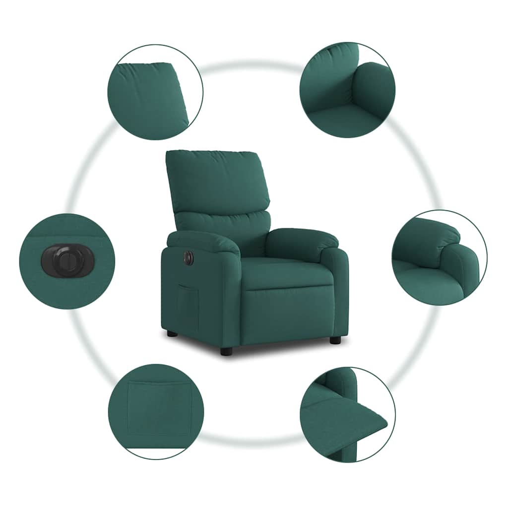 Fauteuil inclinable électrique Vert foncé Tissu - XIOS