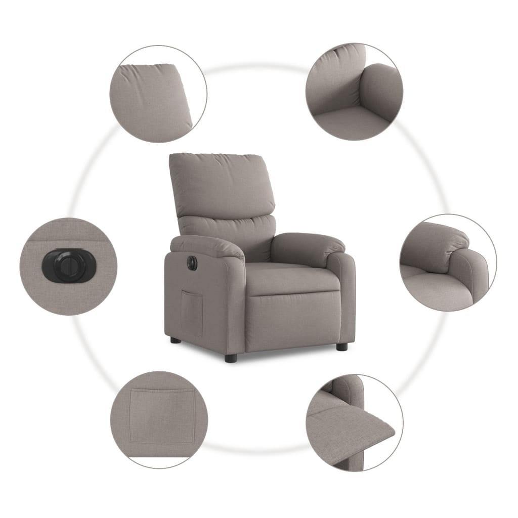 Fauteuil inclinable électrique Taupe Tissu - XIOS