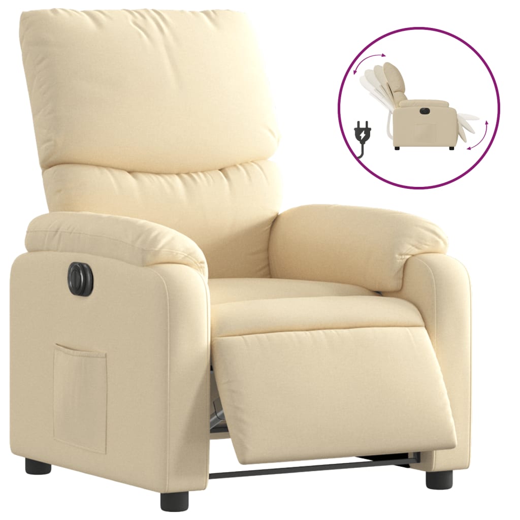 Fauteuil inclinable électrique Crème Tissu - XIOS